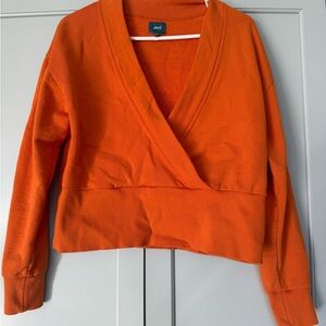 Jag Jeans cross‎ front Sweatshirt Orange Knit Small 100% cotton UT volunteers